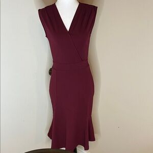 Miusol | Women’s Size S Elegant Burgundy Midi Dress